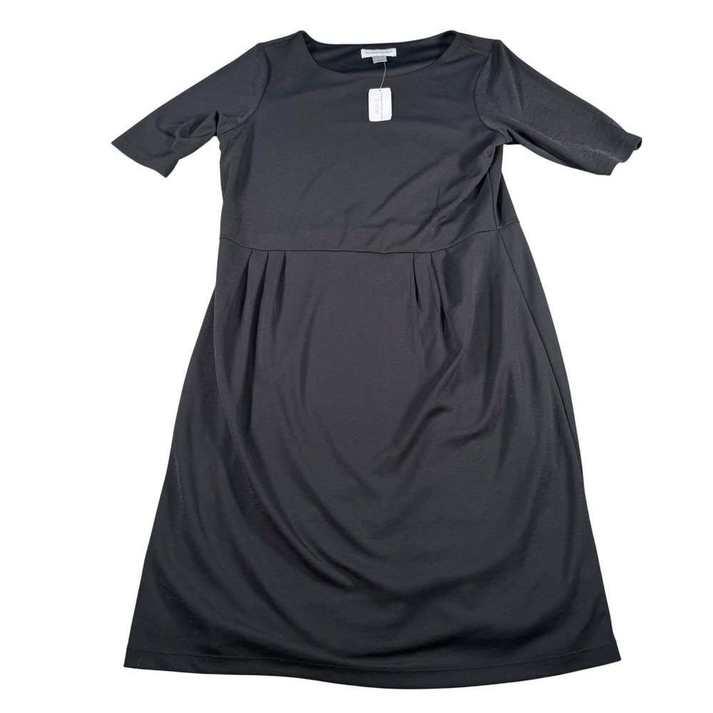Christopher & Banks Dress Womens Medium‎ Black Short Sleeve Empire Waist Pleated